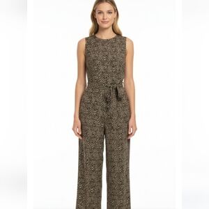 Micheal Michael Kors Mob Wife Elegant leopard print Crop Jumpsuit Sz 10